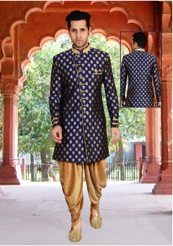 Royal blue Color Designer Indo Western Sherwani